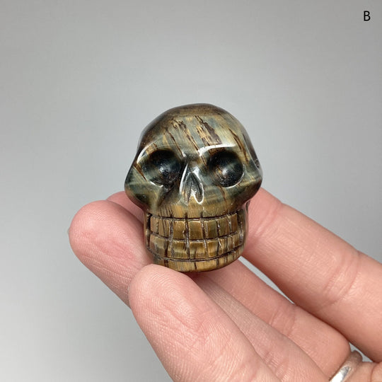 Carved Tiger Eye Skull - Rocks and Gems Canada