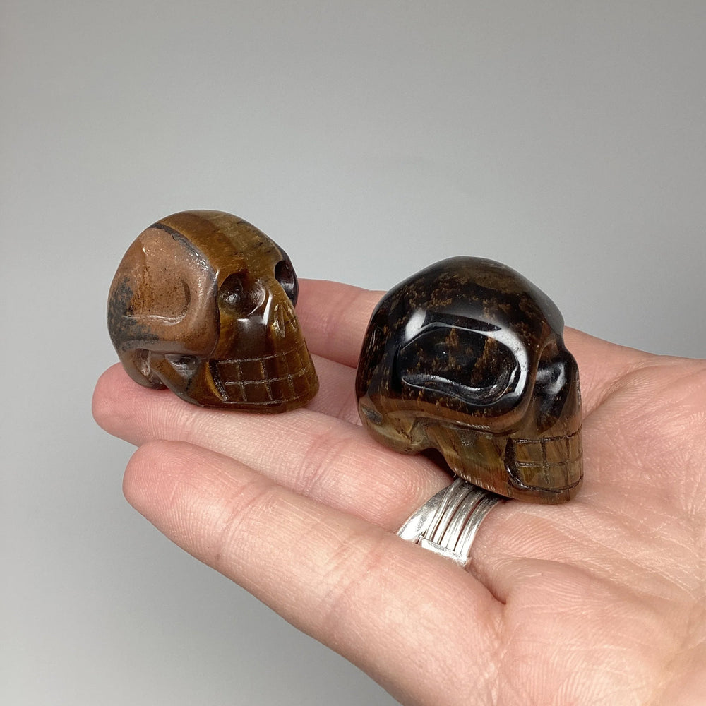 Carved Tiger Eye Skull - Rocks and Gems Canada