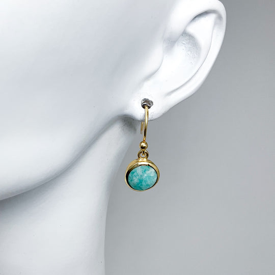 Gold Plated Amazonite Dangle Earrings