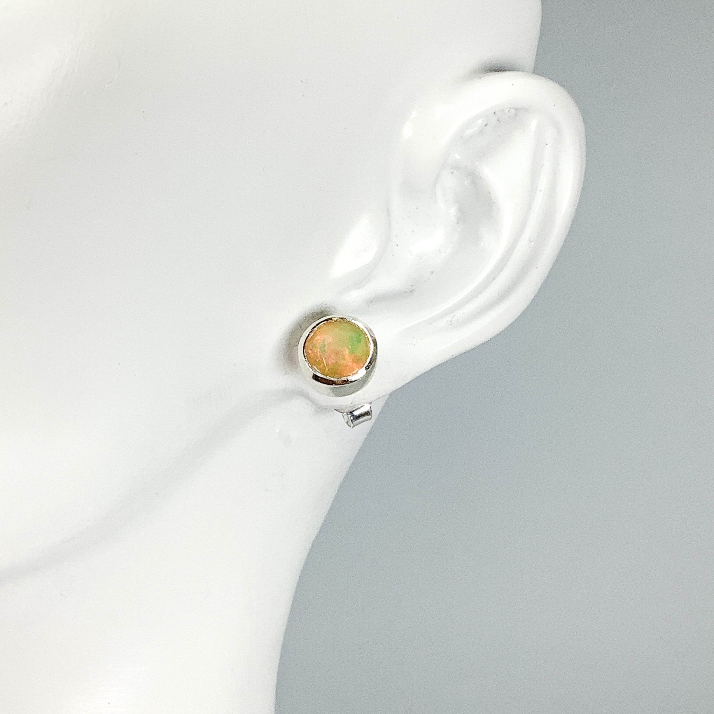 Fire Opal Studs Earrings - Rocks and Gems Canada