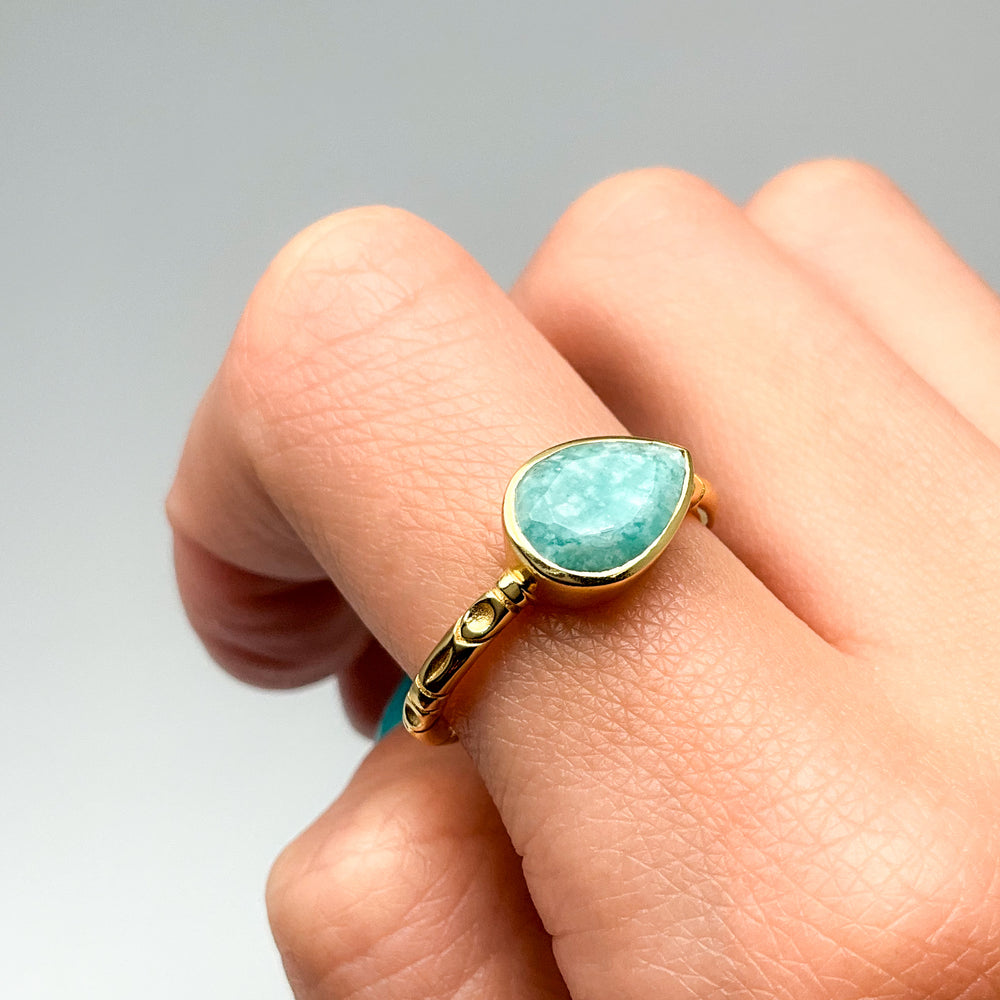 Amazonite Gold Finish Ring