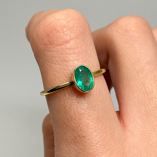 Gold Plated Emerald Ring - Rocks and Gems Canada