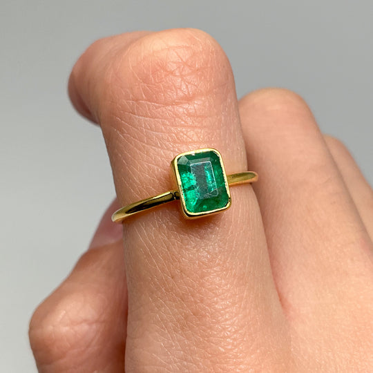 Gold Plated Emerald Ring - Rocks and Gems Canada