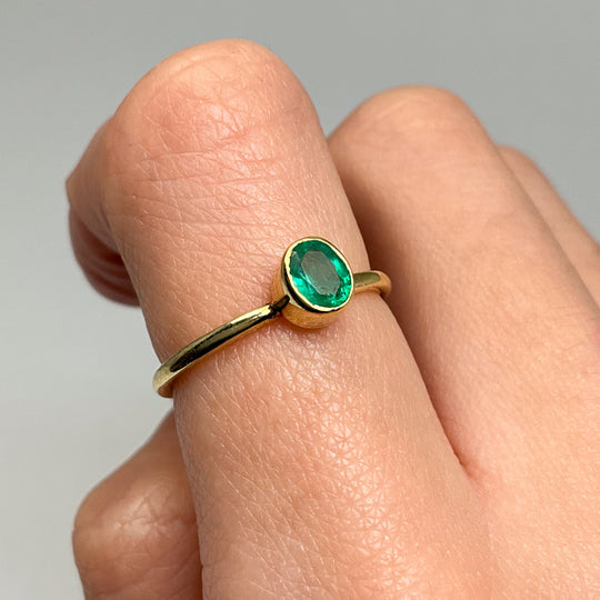 Gold Plated Emerald Ring - Rocks and Gems Canada