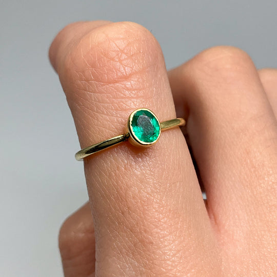 Gold Plated Emerald Ring - Rocks and Gems Canada