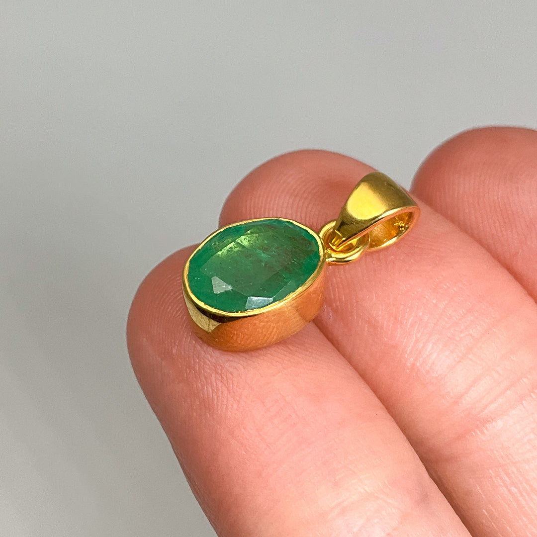 Gold Plated Emerald Pendant - Rocks and Gems Canada