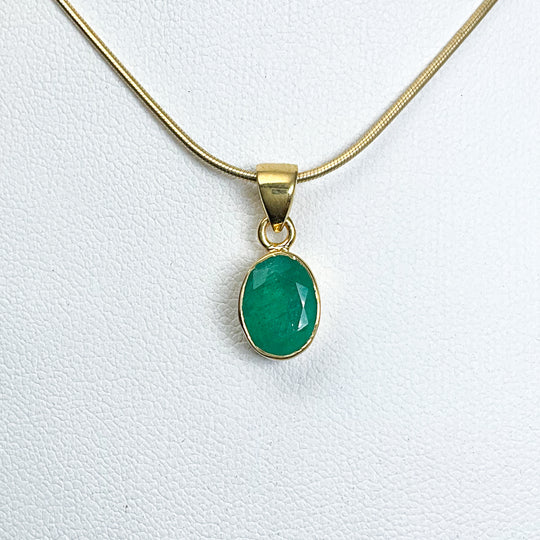 Gold Plated Emerald Pendant - Rocks and Gems Canada