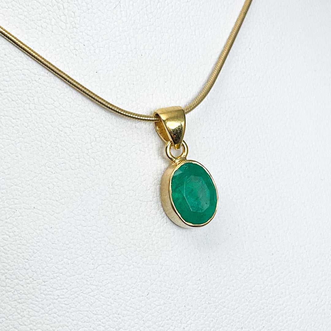 Gold Plated Emerald Pendant - Rocks and Gems Canada