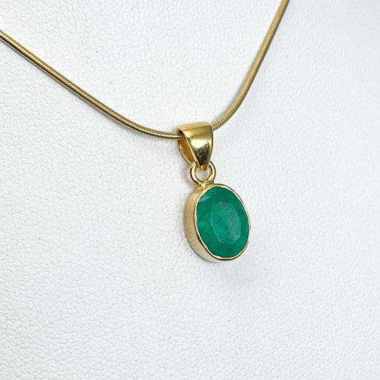 Gold Plated Emerald Pendant - Rocks and Gems Canada