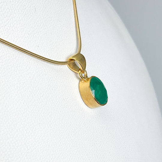 Gold Plated Emerald Pendant - Rocks and Gems Canada