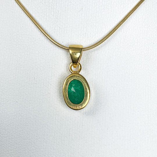 Gold Plated Emerald Pendant - Rocks and Gems Canada