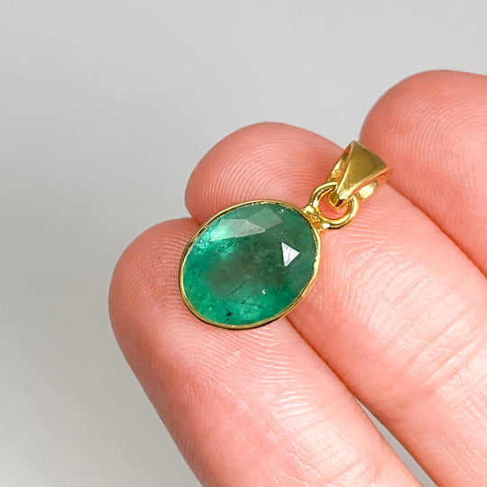 Gold Plated Emerald Pendant - Rocks and Gems Canada