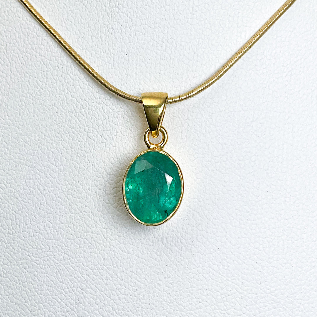 Gold Plated Emerald Pendant - Rocks and Gems Canada