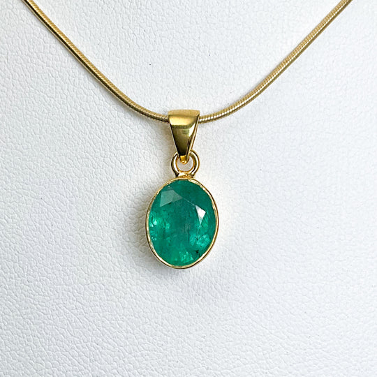 Gold Plated Emerald Pendant - Rocks and Gems Canada