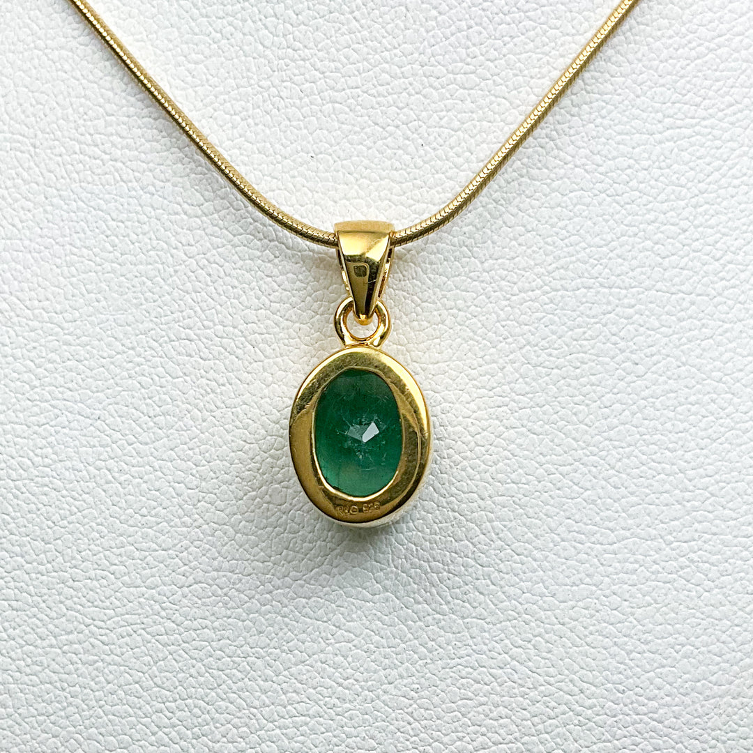 Gold Plated Emerald Pendant - Rocks and Gems Canada