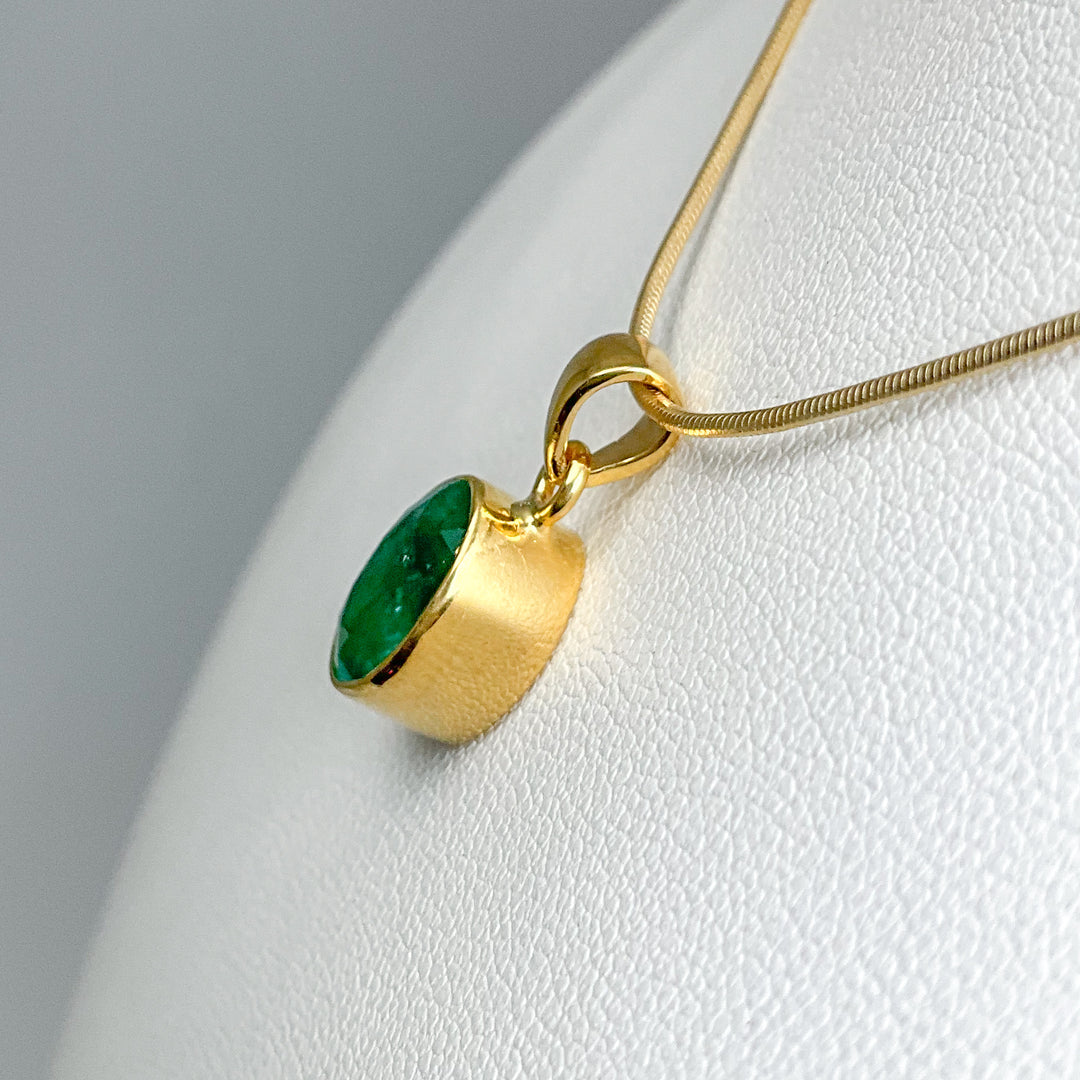 Gold Plated Emerald Pendant - Rocks and Gems Canada
