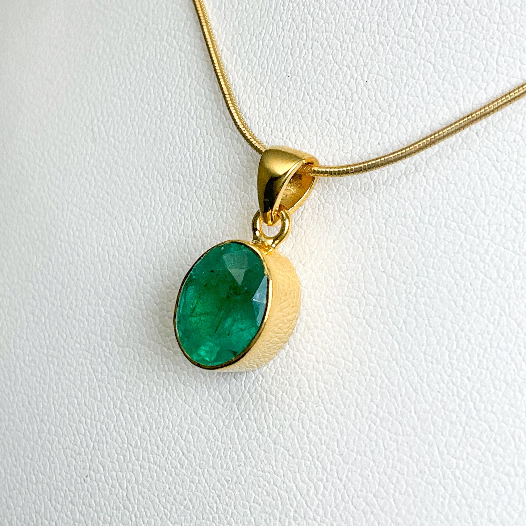 Gold Plated Emerald Pendant - Rocks and Gems Canada