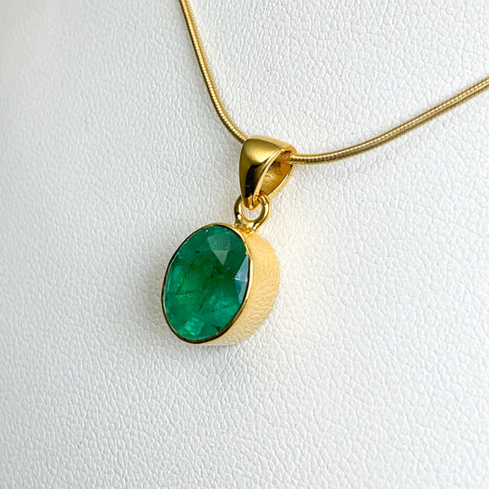 Gold Plated Emerald Pendant - Rocks and Gems Canada