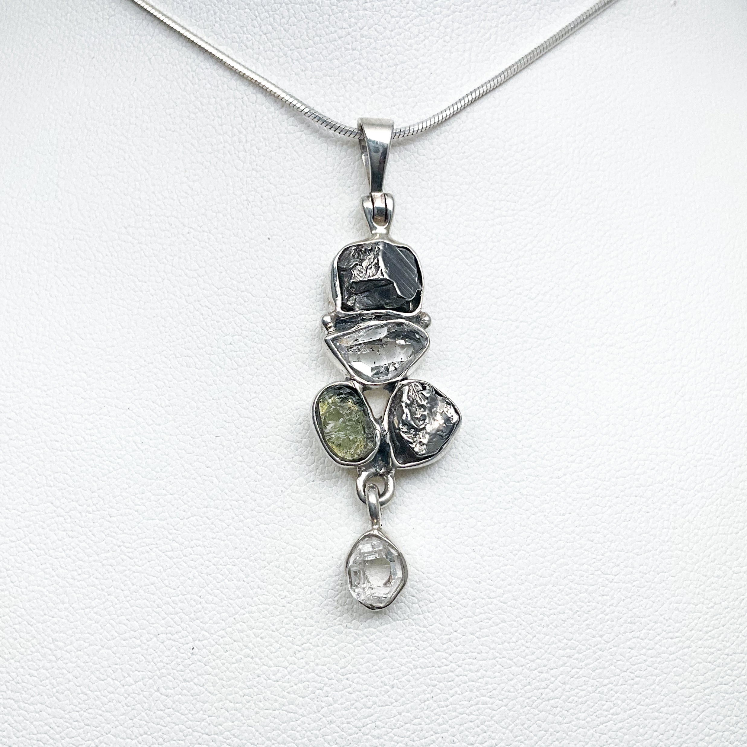 Campo Del Cielo Meteorite, Herkimer Diamond and Moldavite Pendant - Rocks and Gems Canada