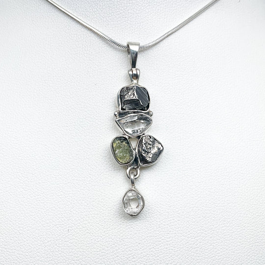 Campo Del Cielo Meteorite, Herkimer Diamond and Moldavite Pendant - Rocks and Gems Canada