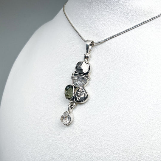 Campo Del Cielo Meteorite, Herkimer Diamond and Moldavite Pendant - Rocks and Gems Canada
