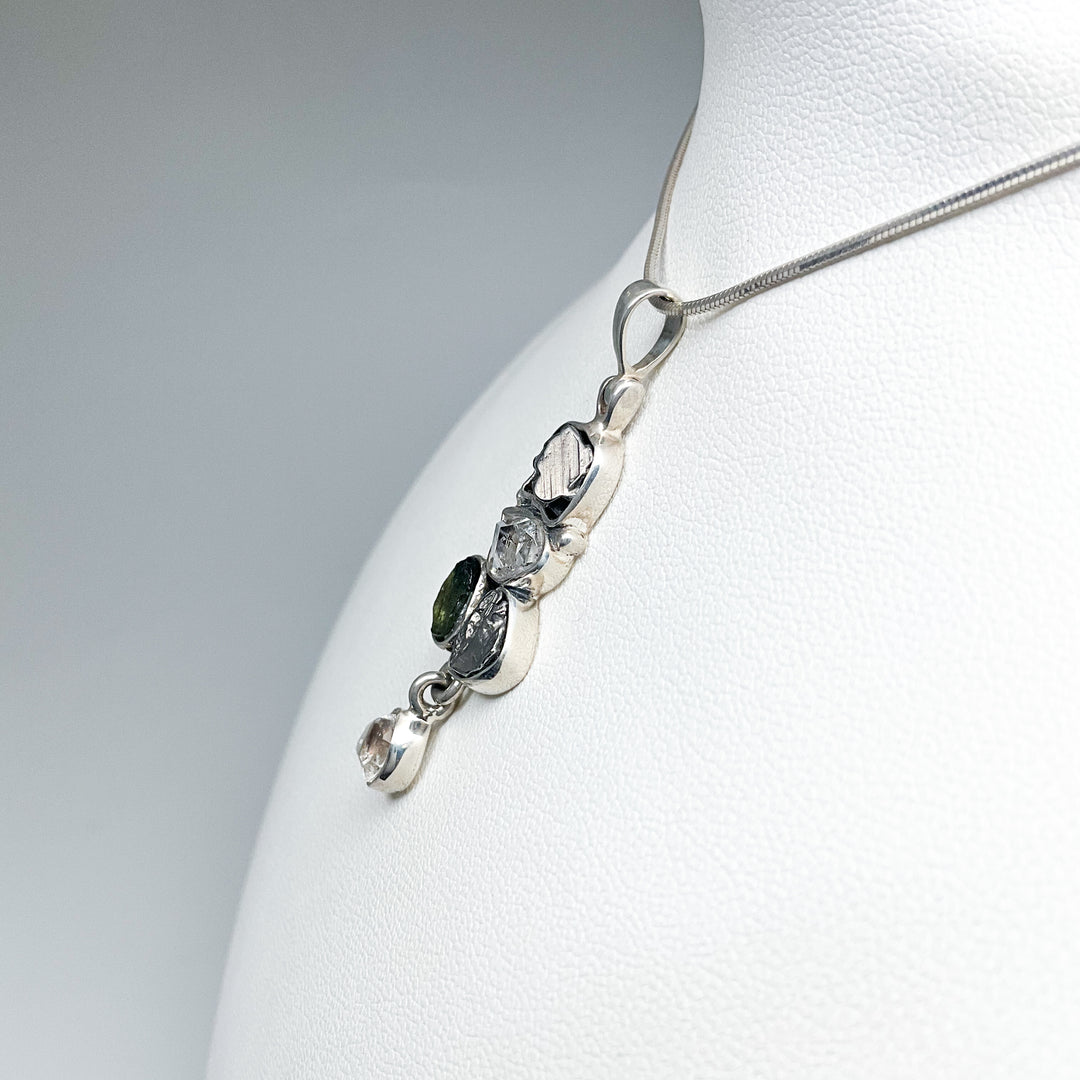 Campo Del Cielo Meteorite, Herkimer Diamond and Moldavite Pendant - Rocks and Gems Canada