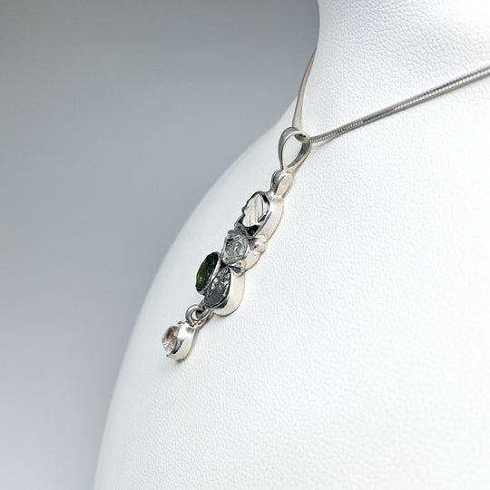 Campo Del Cielo Meteorite, Herkimer Diamond and Moldavite Pendant - Rocks and Gems Canada