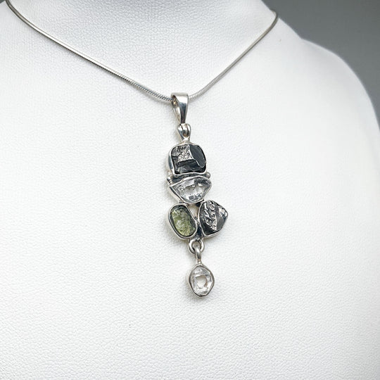 Campo Del Cielo Meteorite, Herkimer Diamond and Moldavite Pendant - Rocks and Gems Canada