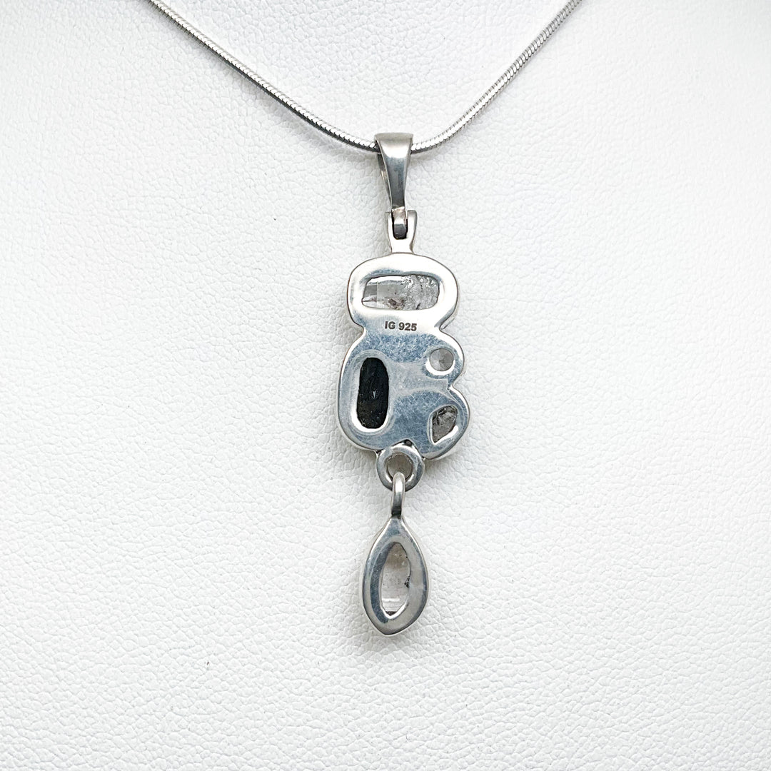 Herkimer Diamond, Moldavite and Quartz Pendant - Rocks and Gems Canada