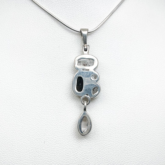 Herkimer Diamond, Moldavite and Quartz Pendant - Rocks and Gems Canada