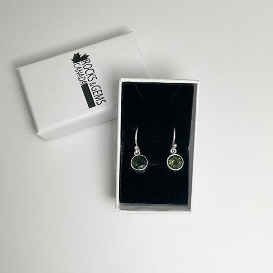Moldavite Dangle Earrings - Rocks and Gems Canada