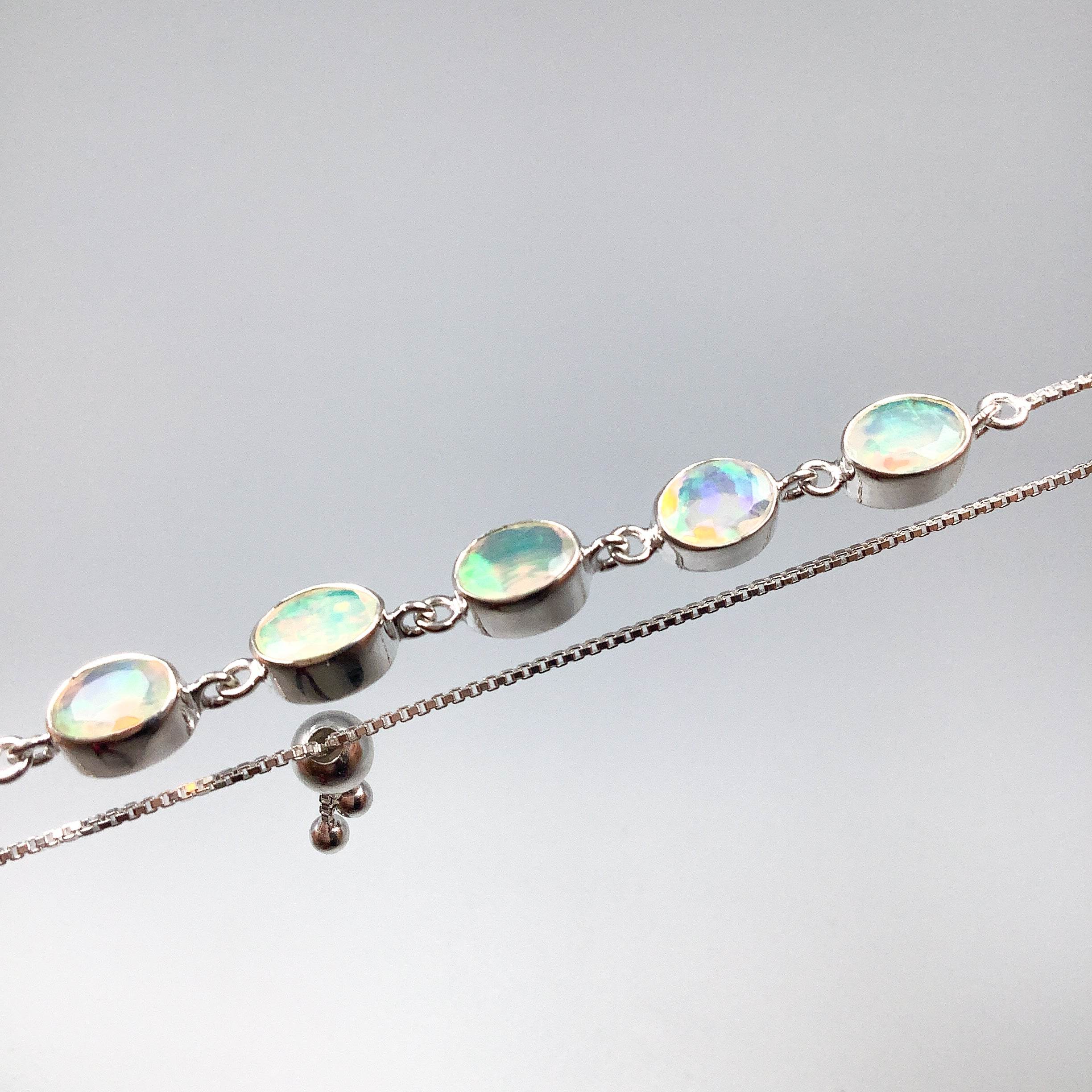 Ethiopian Fire Opal Sterling Silver Bracelet - Rocks and Gems Canada