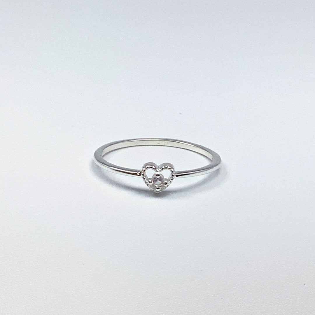 Rainbow Moonstone Heart Ring - Rocks and Gems Canada