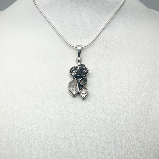 Campo Del Cielo Meteorite, Herkimer Diamond and Moldavite Pendant