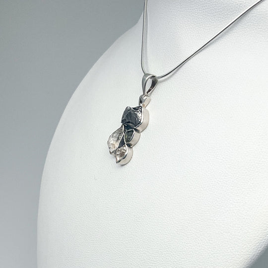 Campo Del Cielo Meteorite, Herkimer Diamond and Moldavite Pendant