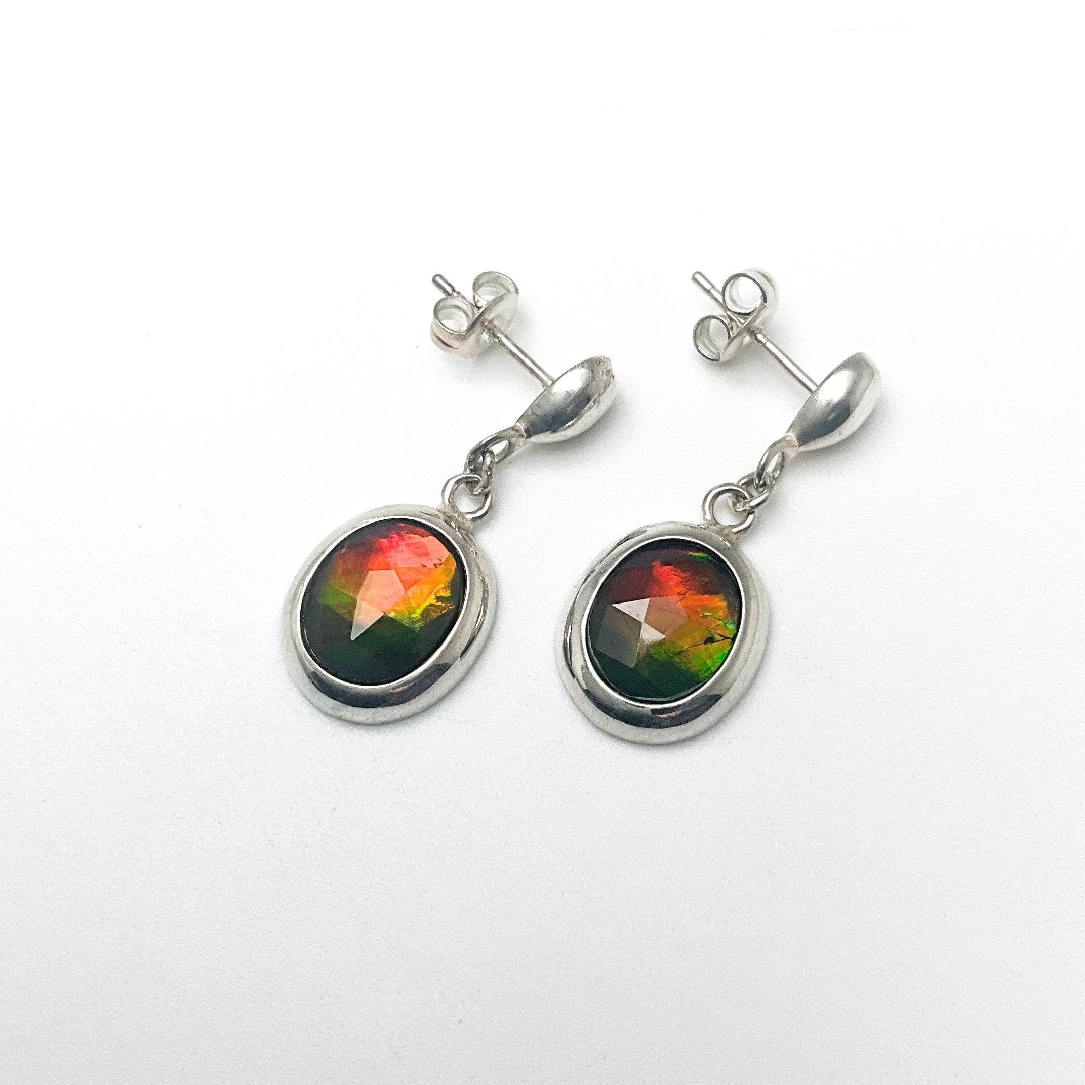 Alberta Ammolite Dangle Earrings - Rocks and Gems Canada