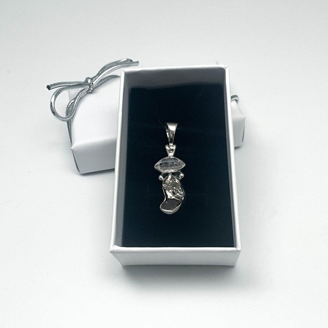 Campo Del Cielo Meteorite and Herkimer Diamond Pendant - Rocks and Gems Canada