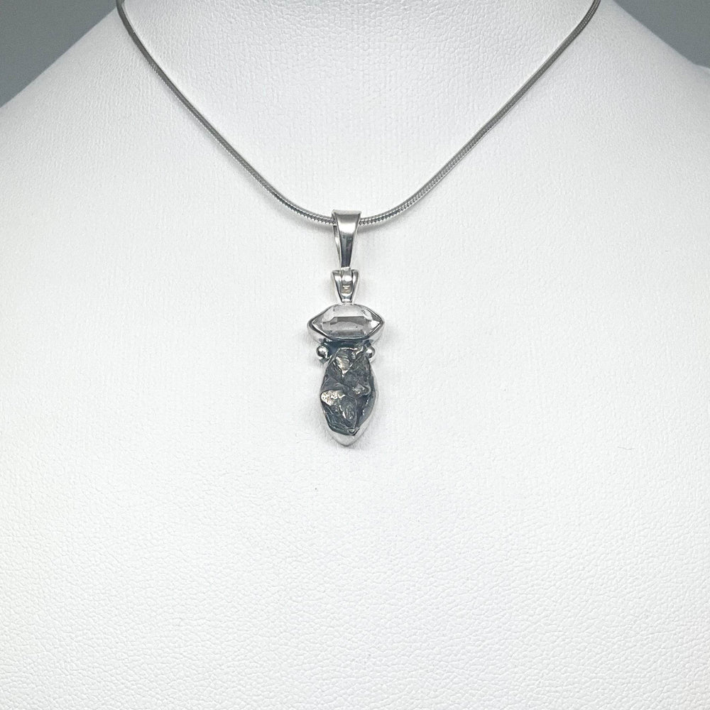 Campo Del Cielo Meteorite and Herkimer Diamond Pendant - Rocks and Gems Canada