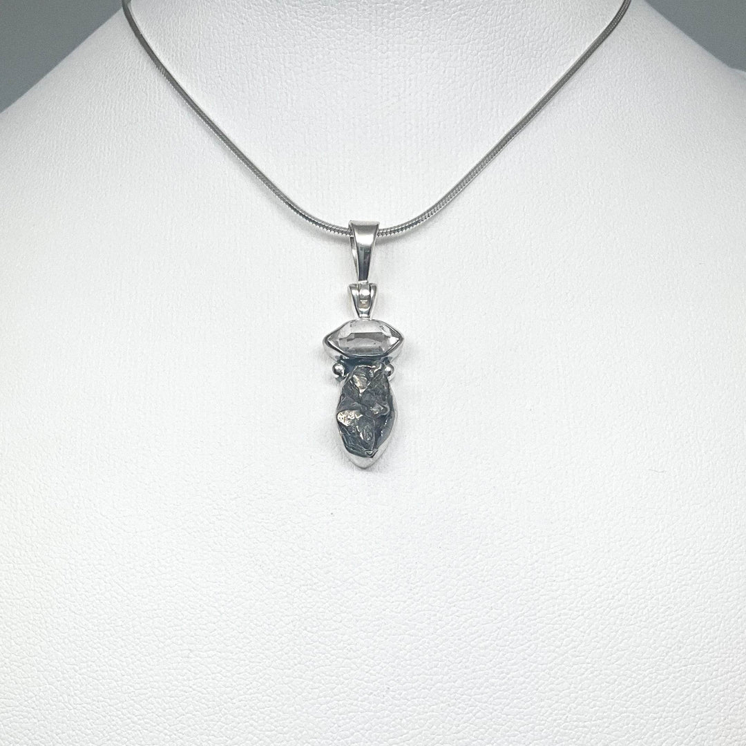 Campo Del Cielo Meteorite and Herkimer Diamond Pendant - Rocks and Gems Canada