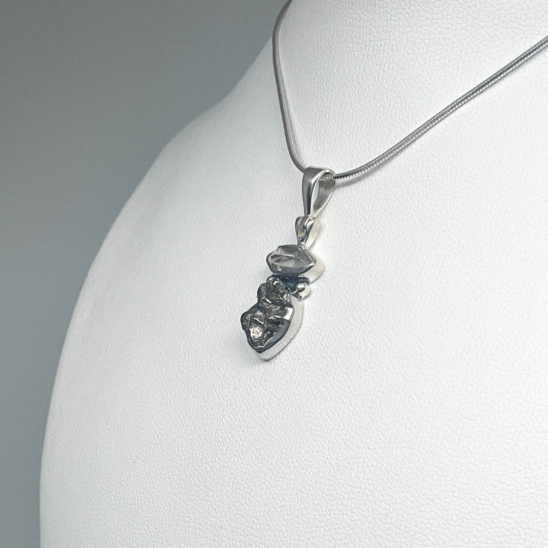 Campo Del Cielo Meteorite and Herkimer Diamond Pendant - Rocks and Gems Canada
