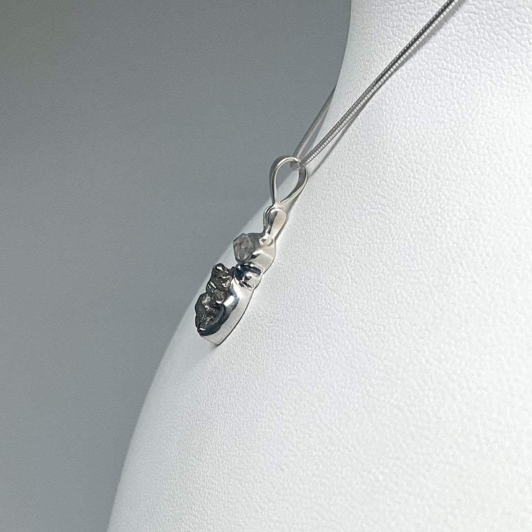 Campo Del Cielo Meteorite and Herkimer Diamond Pendant - Rocks and Gems Canada
