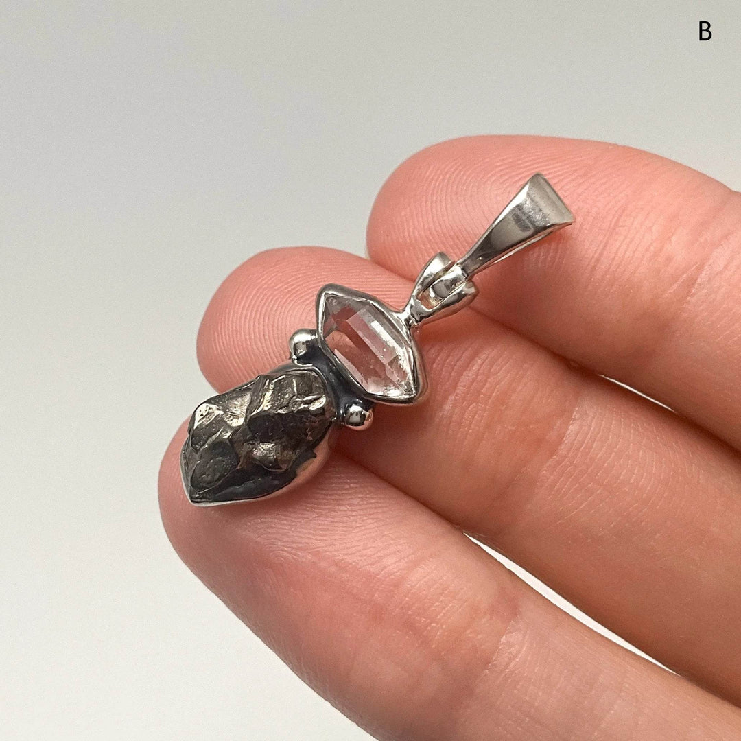 Campo Del Cielo Meteorite and Herkimer Diamond Pendant - Rocks and Gems Canada