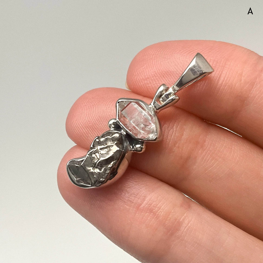 Campo Del Cielo Meteorite and Herkimer Diamond Pendant - Rocks and Gems Canada