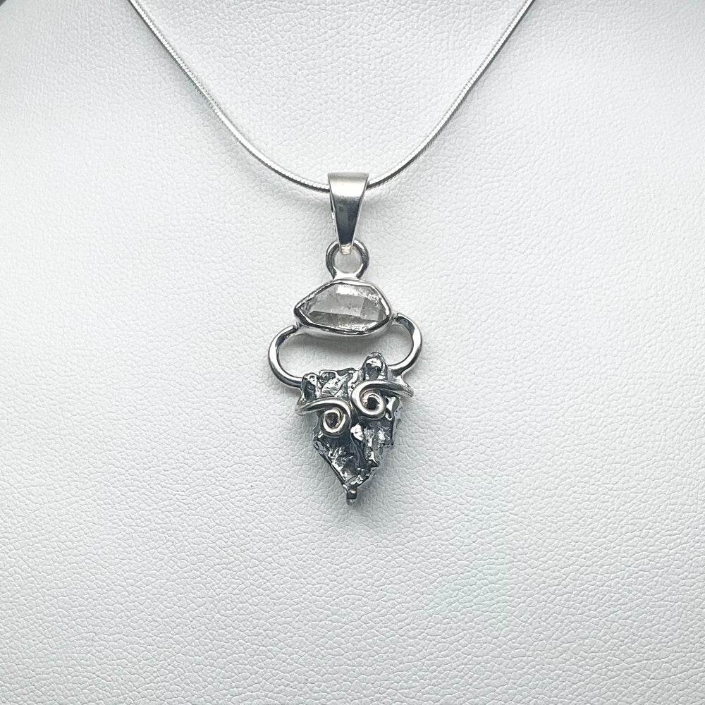 Herkimer Diamond and Campo Del Cielo Meteorite Pendant - Rocks and Gems Canada