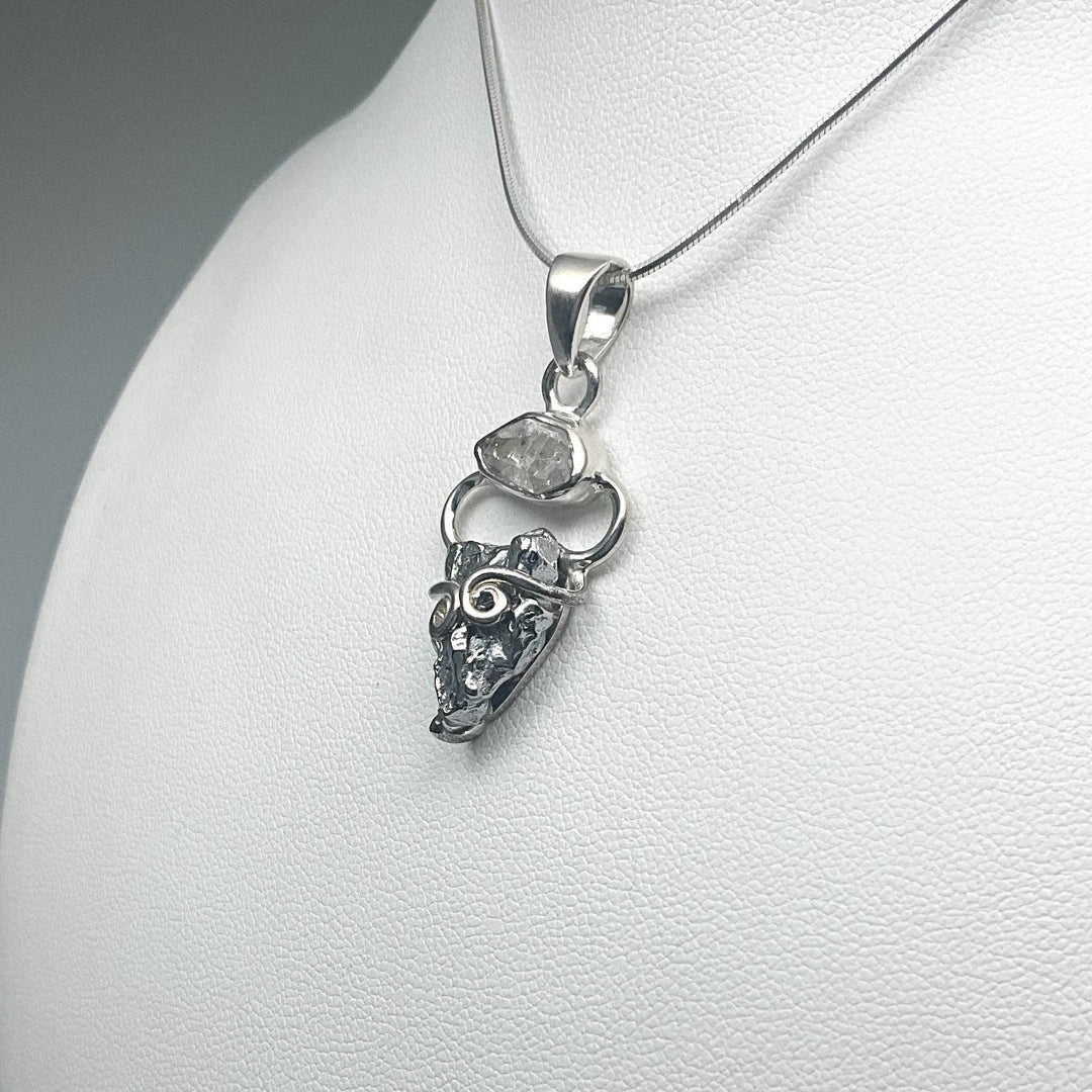Herkimer Diamond and Campo Del Cielo Meteorite Pendant - Rocks and Gems Canada