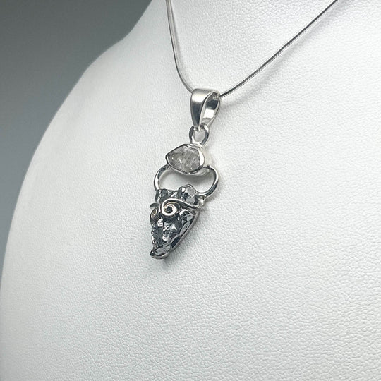 Herkimer Diamond and Campo Del Cielo Meteorite Pendant - Rocks and Gems Canada