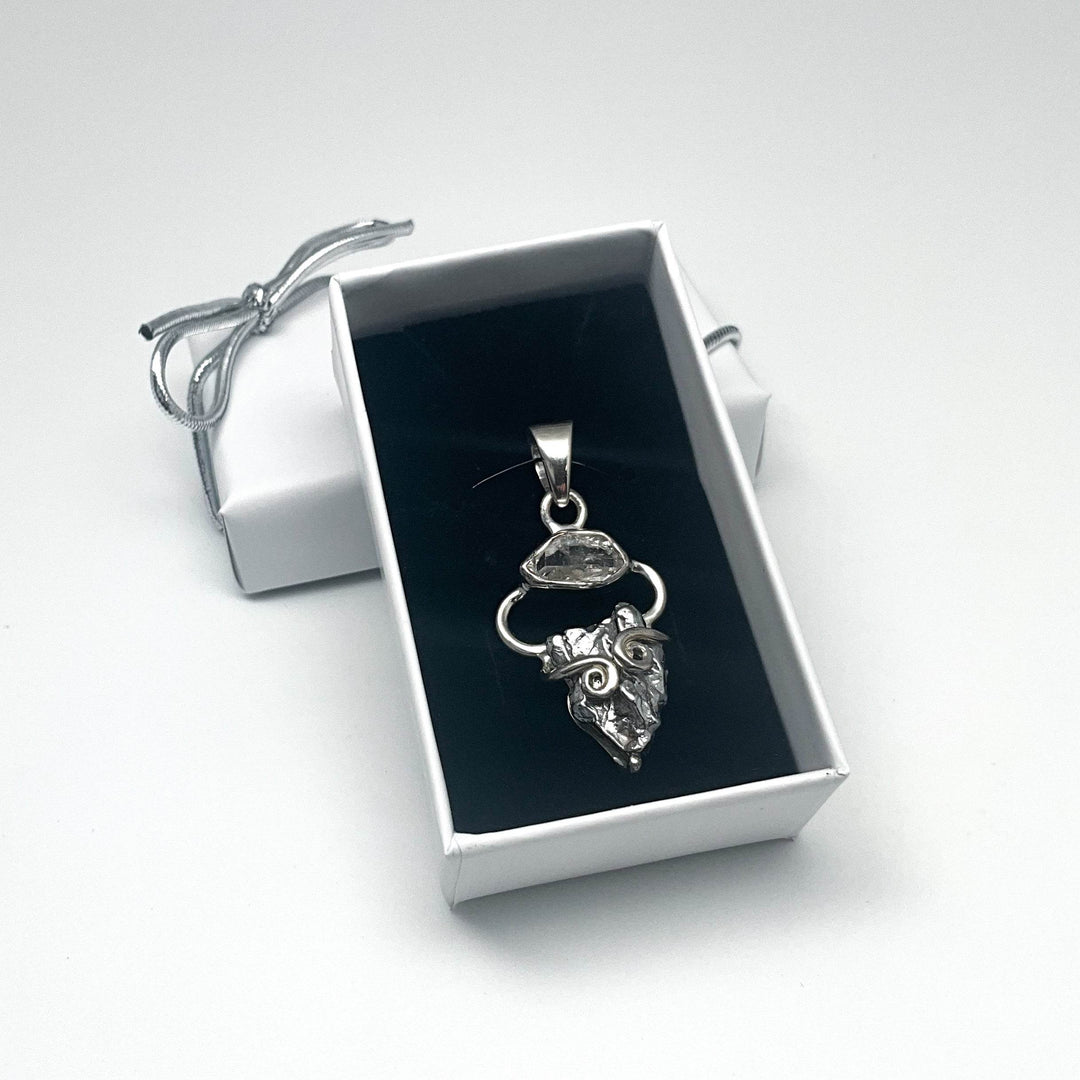 Herkimer Diamond and Campo Del Cielo Meteorite Pendant - Rocks and Gems Canada