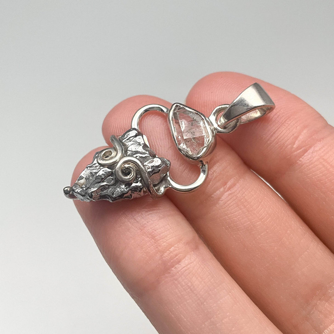 Herkimer Diamond and Campo Del Cielo Meteorite Pendant - Rocks and Gems Canada