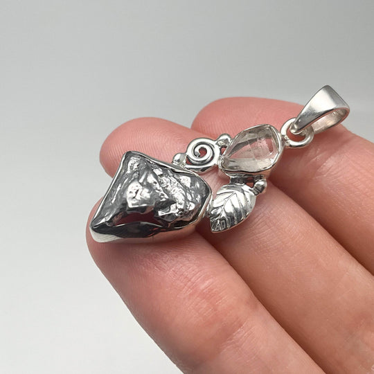 Campo Del Cielo Meteorite and Herkimer Diamond Pendant - Rocks and Gems Canada