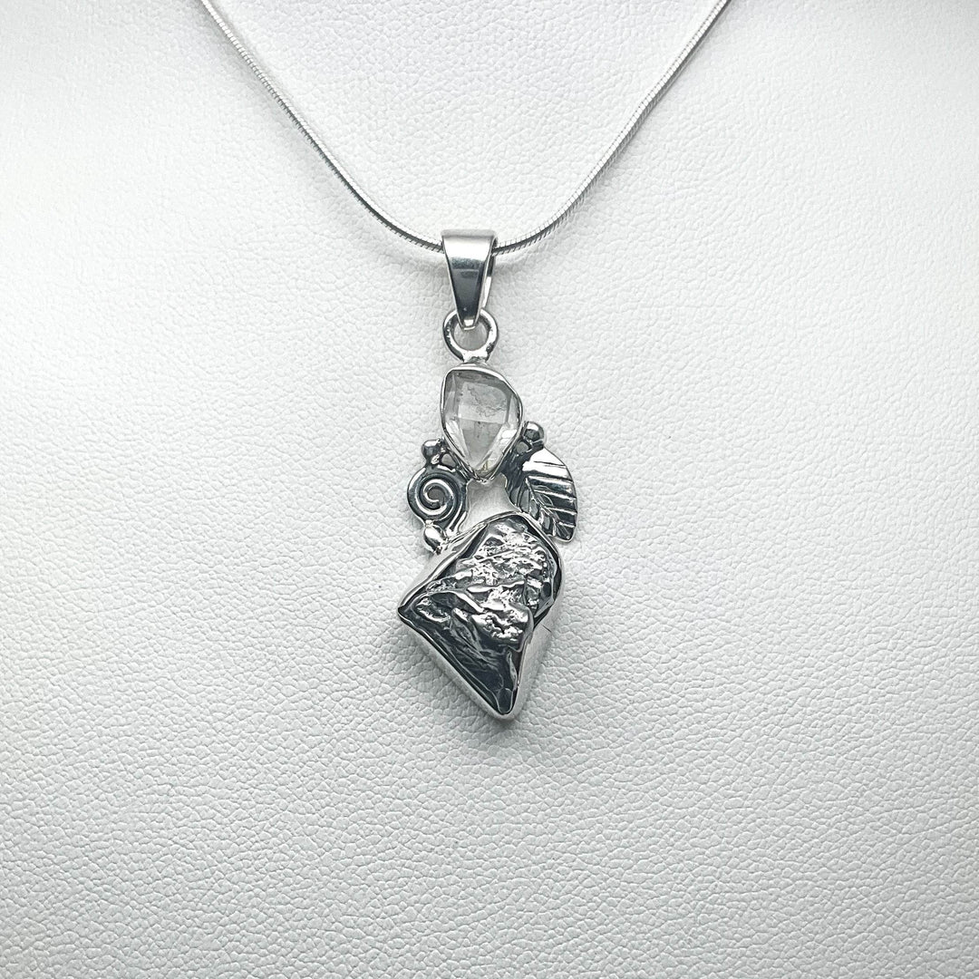 Campo Del Cielo Meteorite and Herkimer Diamond Pendant - Rocks and Gems Canada